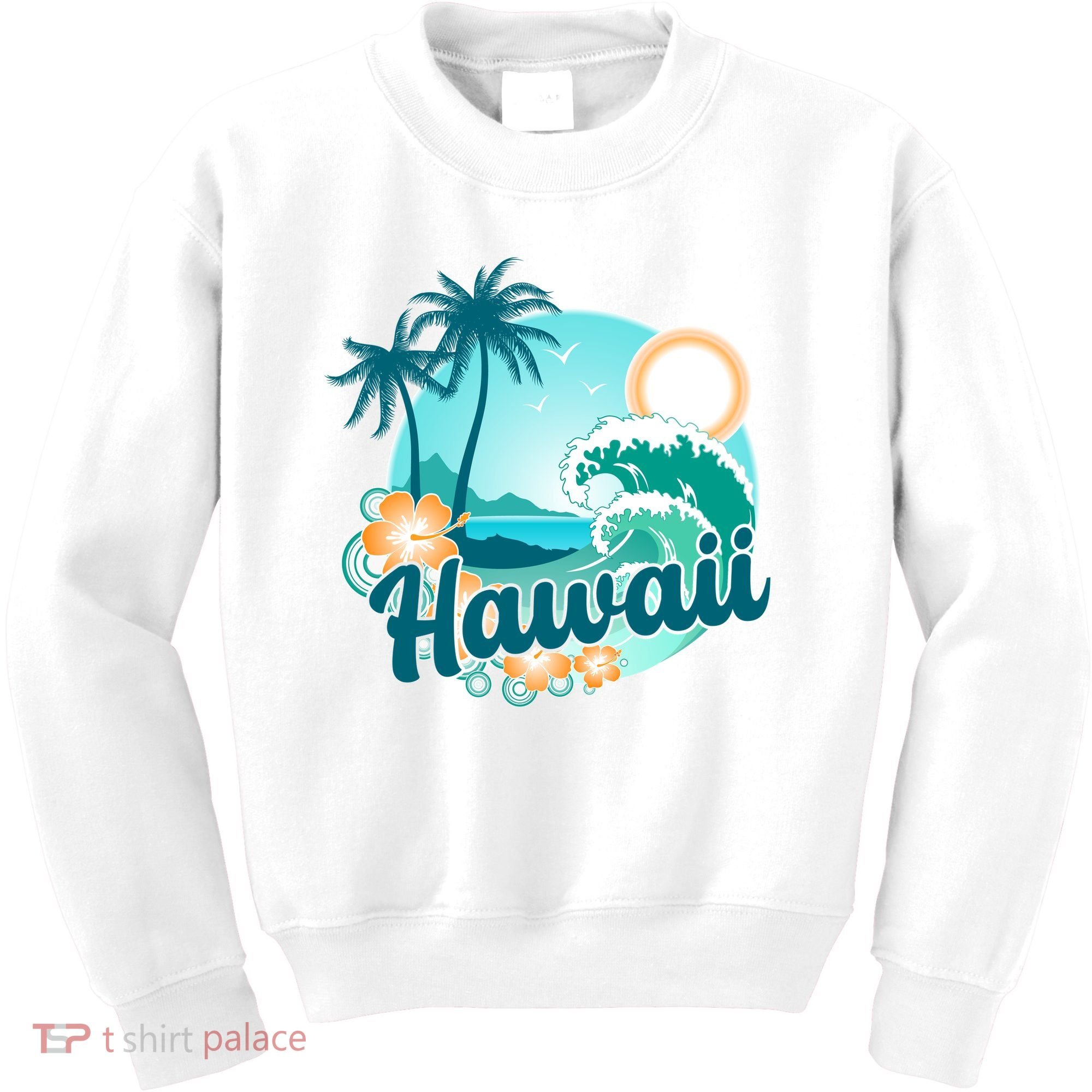 Hawaii Tropical Beach Palm Trees Kids Sweatshirt