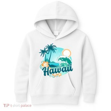 Hawaii Tropical Beach Palm Trees Kids Hoodie