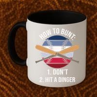 How To Bunt, Hit A Dinger Funny Baseball Gift For Player Sport Team Coffee Mug thumb 2