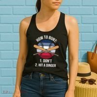 How To Bunt, Hit A Dinger Funny Baseball Gift For Player Sport Team Women's Tank Top thumb 2