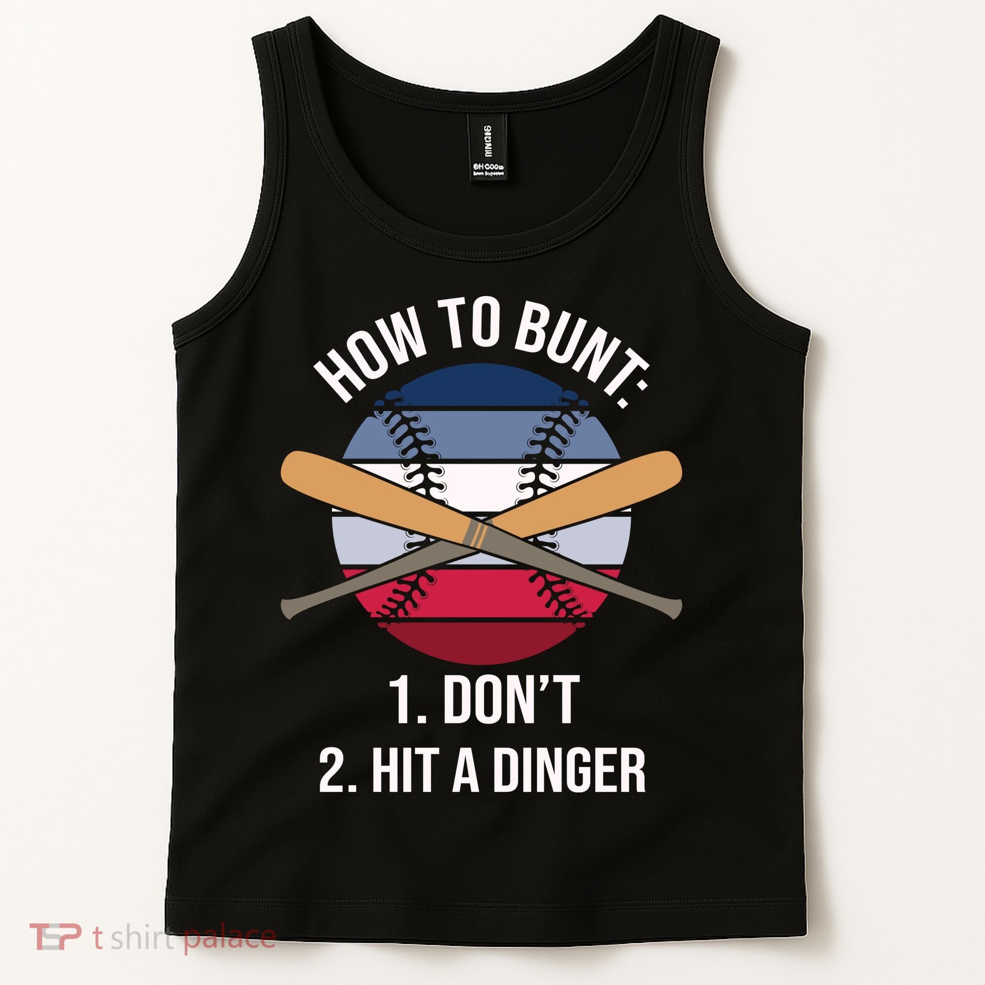 How To Bunt, Hit A Dinger Funny Baseball Gift For Player Sport Team Tank Top