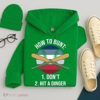 How To Bunt, Hit A Dinger Funny Baseball Gift For Player Sport Team Hoodie thumb 4