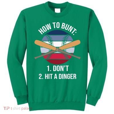How To Bunt, Hit A Dinger Funny Baseball Gift For Player Sport Team Sweatshirt