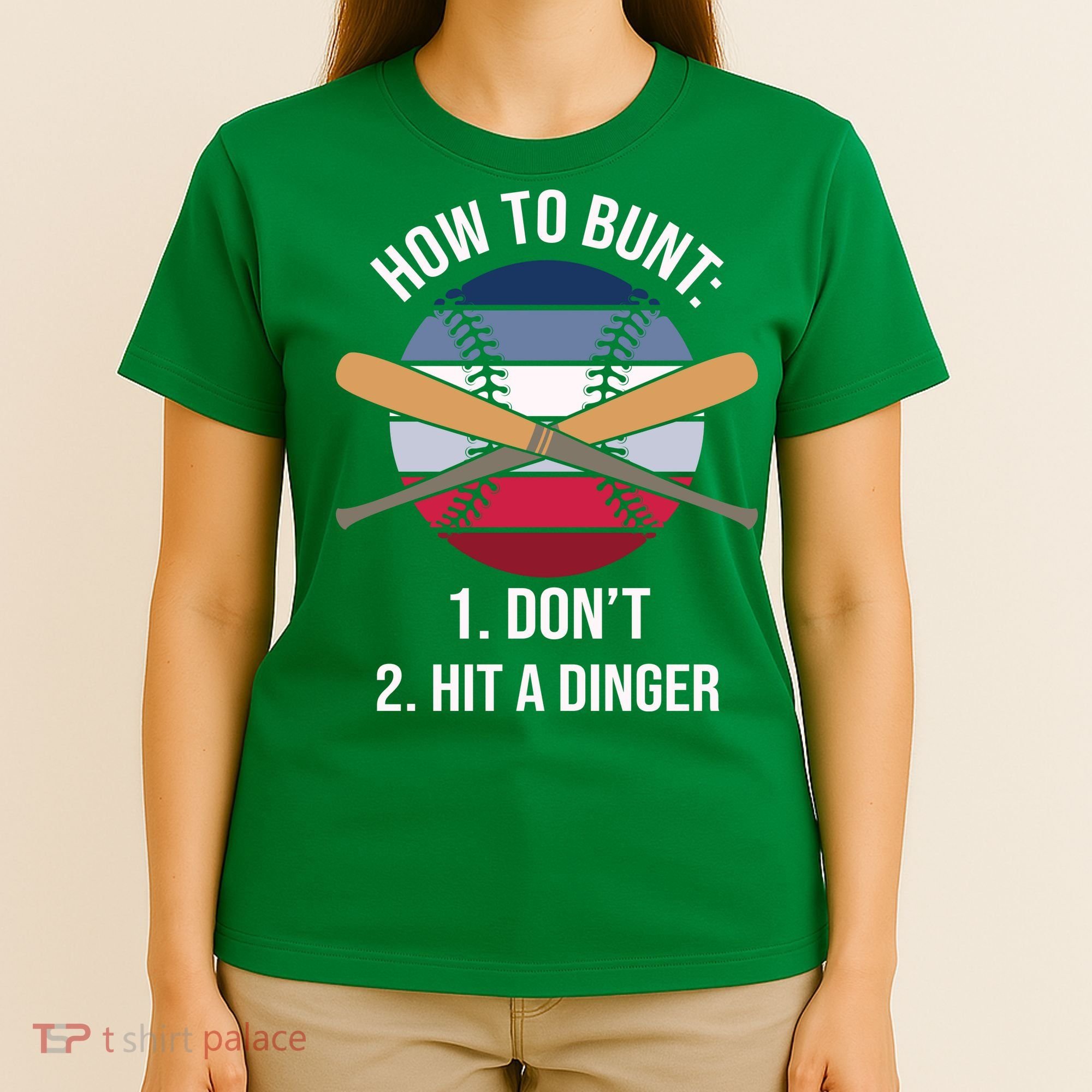 How To Bunt, Hit A Dinger Funny Baseball Gift For Player Sport Team T-Shirt