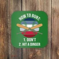 How To Bunt, Hit A Dinger Funny Baseball Gift For Player Sport Team Coaster thumb 0