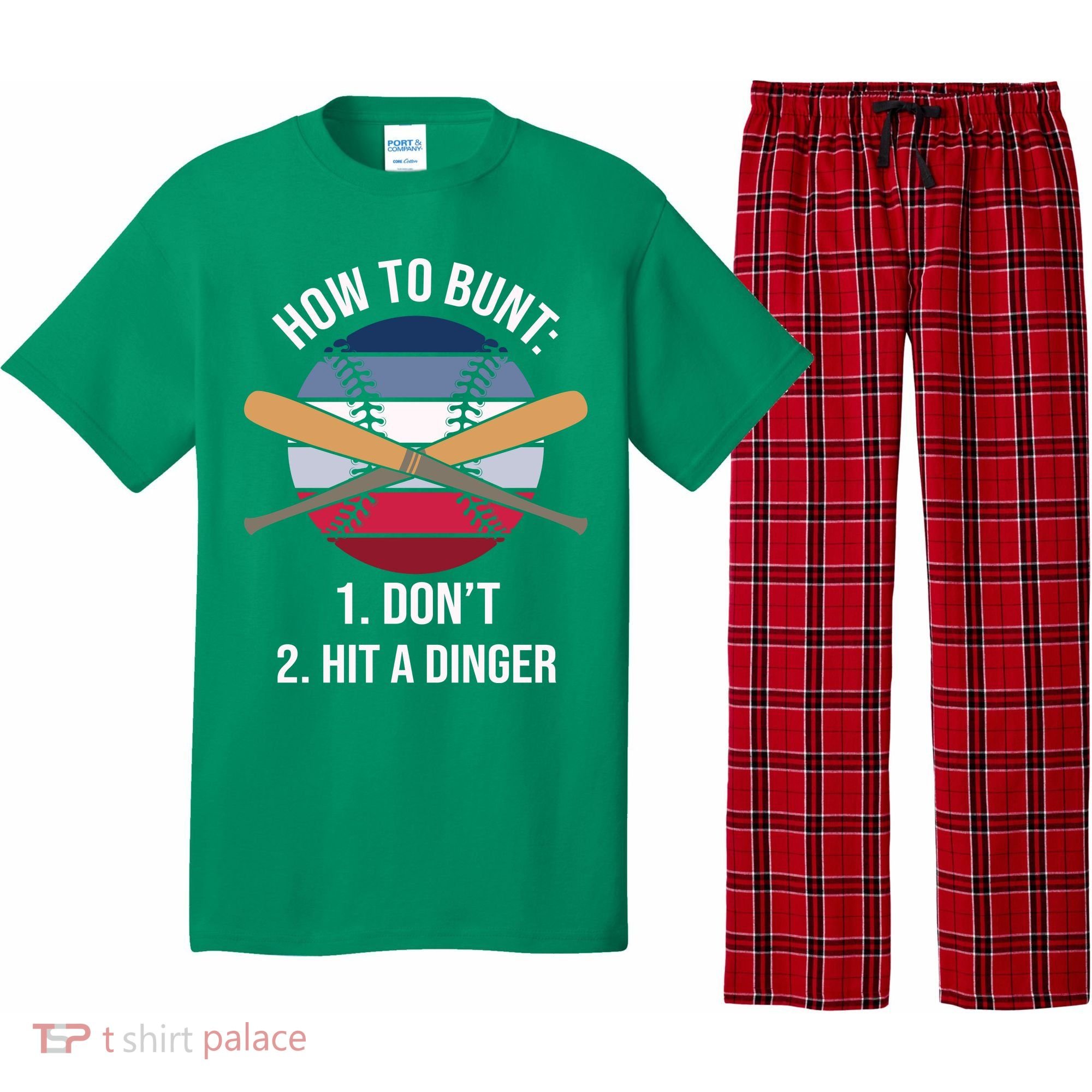 How To Bunt, Hit A Dinger Funny Baseball Gift For Player Sport Team Pajama Set