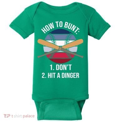 How To Bunt, Hit A Dinger Funny Baseball Gift For Player Sport Team Baby Bodysuit