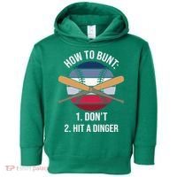 How To Bunt, Hit A Dinger Funny Baseball Gift For Player Sport Team Toddler Hoodie thumb 0