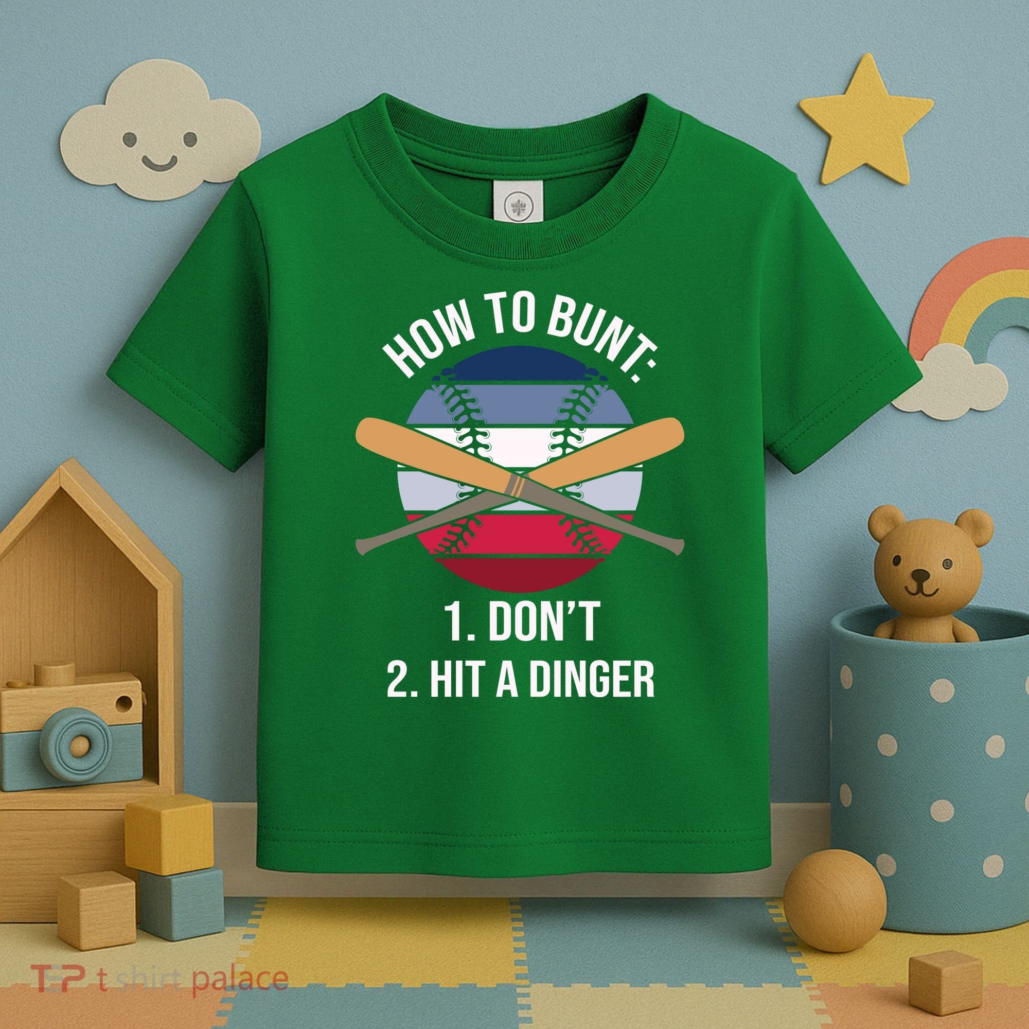 How To Bunt, Hit A Dinger Funny Baseball Gift For Player Sport Team Toddler T-Shirt