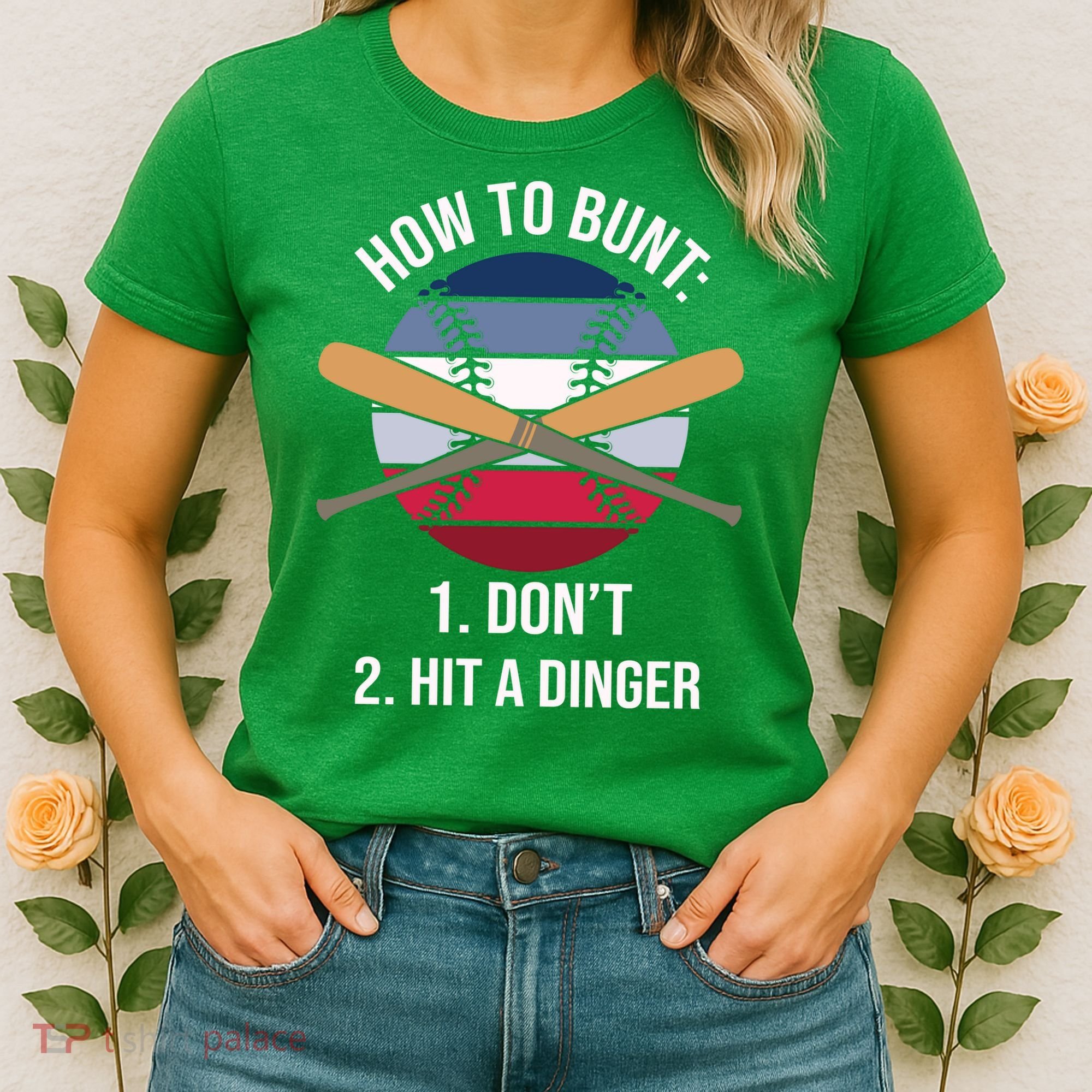 How To Bunt, Hit A Dinger Funny Baseball Gift For Player Sport Team Women's T-Shirt
