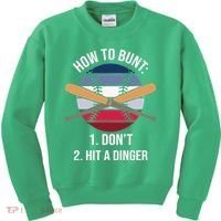 How To Bunt, Hit A Dinger Funny Baseball Gift For Player Sport Team Kids Sweatshirt thumb 0