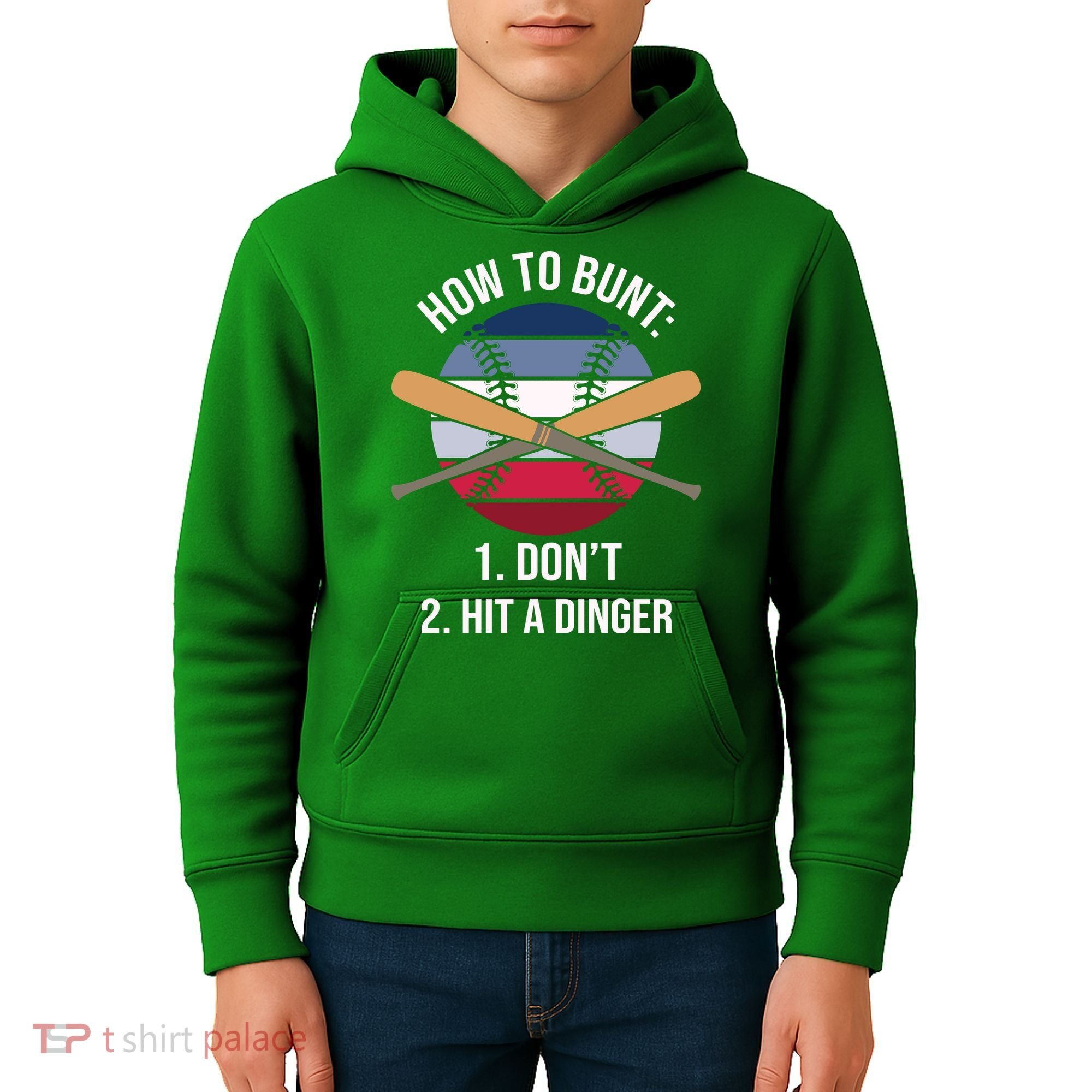 How To Bunt, Hit A Dinger Funny Baseball Gift For Player Sport Team Kids Hoodie