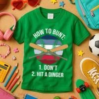How To Bunt, Hit A Dinger Funny Baseball Gift For Player Sport Team Kids T-Shirt thumb 3