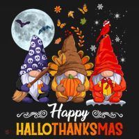 Halloween Thanksgiving Christmas Happy Hallothanksmas Gnomes Funny Gift Doggie Tank thumb 4