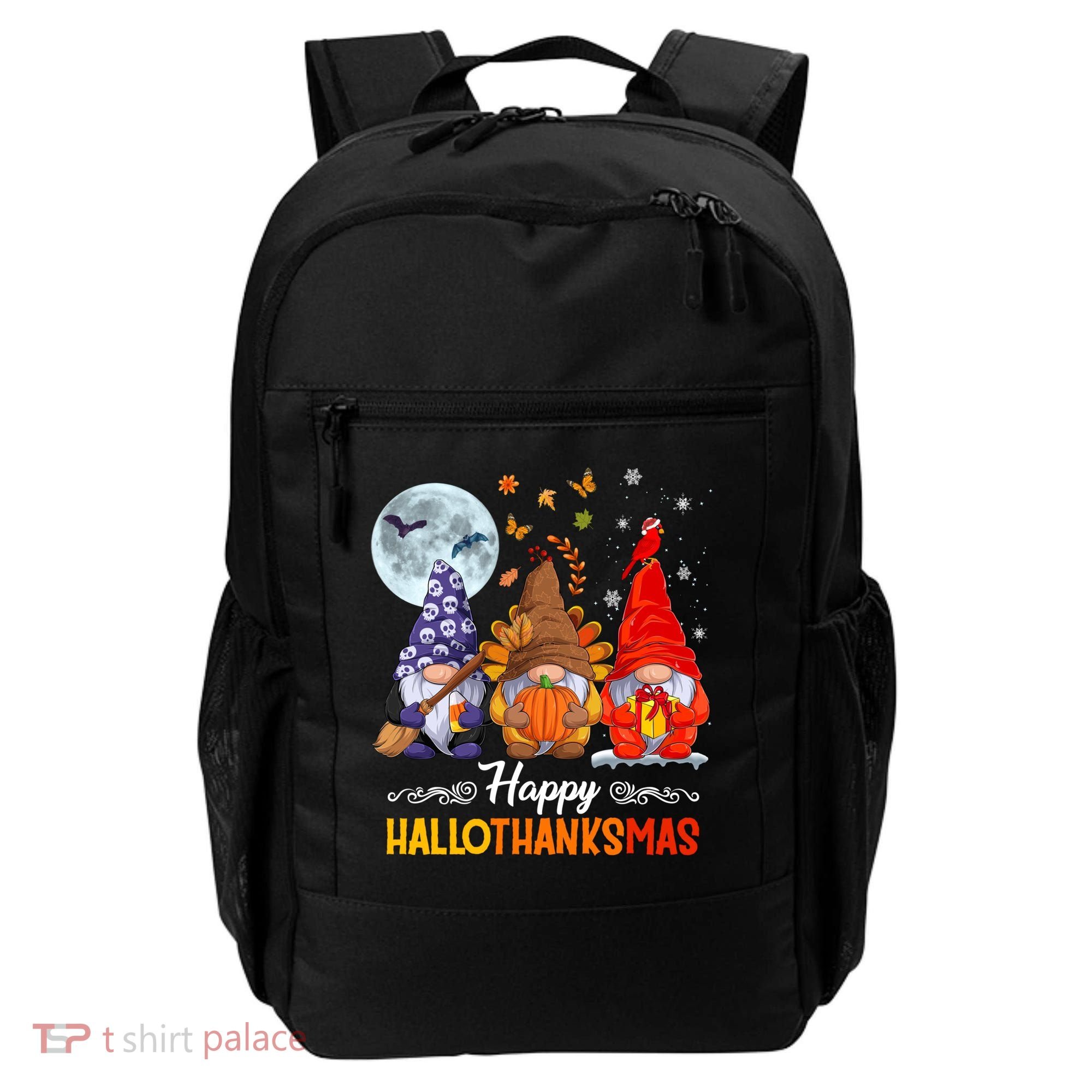 Halloween Thanksgiving Christmas Happy Hallothanksmas Gnomes Funny Gift Backpack