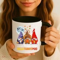 Halloween Thanksgiving Christmas Happy Hallothanksmas Gnomes Funny Gift Coffee Mug thumb 3