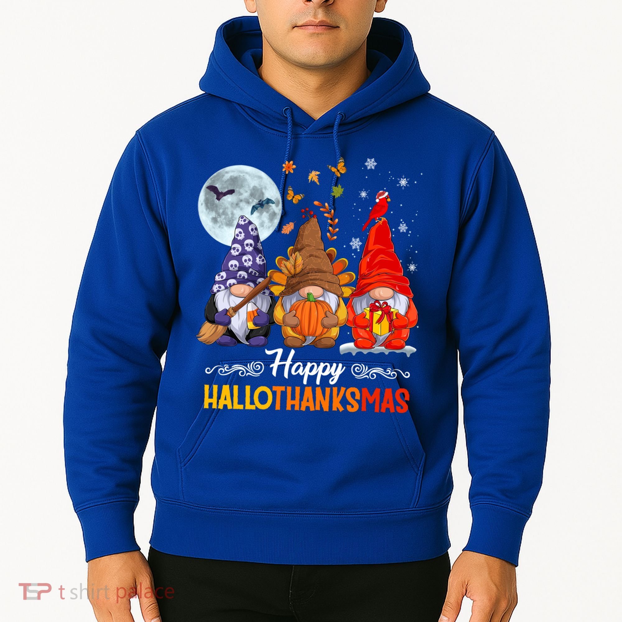 Halloween Thanksgiving Christmas Happy Hallothanksmas Gnomes Funny Gift Hoodie