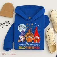 Halloween Thanksgiving Christmas Happy Hallothanksmas Gnomes Funny Gift Hoodie thumb 4