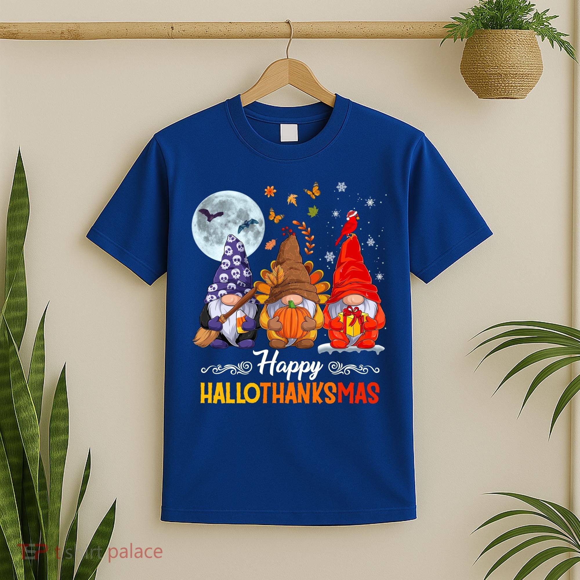 Halloween Thanksgiving Christmas Happy Hallothanksmas Gnomes Funny Gift T-Shirt