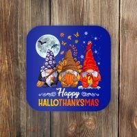 Halloween Thanksgiving Christmas Happy Hallothanksmas Gnomes Funny Gift Coaster thumb 0