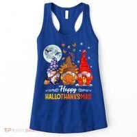 Halloween Thanksgiving Christmas Happy Hallothanksmas Gnomes Funny Gift Women's Tank Top thumb 0