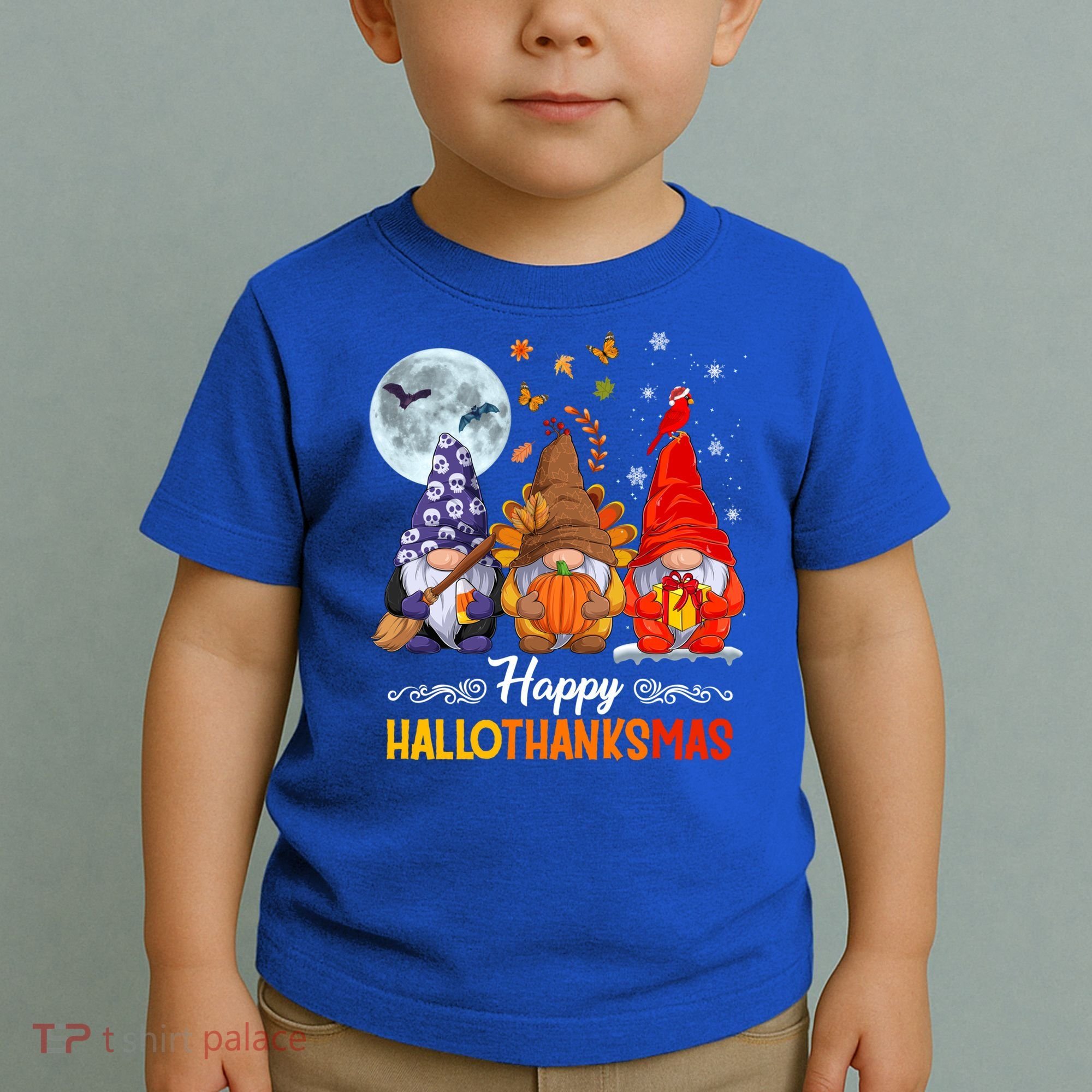 Halloween Thanksgiving Christmas Happy Hallothanksmas Gnomes Funny Gift Toddler T-Shirt