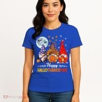 Halloween Thanksgiving Christmas Happy Hallothanksmas Gnomes Funny Gift Women's T-Shirt thumb 4
