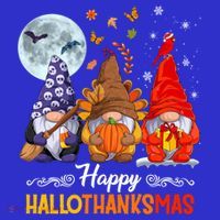 Halloween Thanksgiving Christmas Happy Hallothanksmas Gnomes Funny Gift Kids Sweatshirt thumb 2
