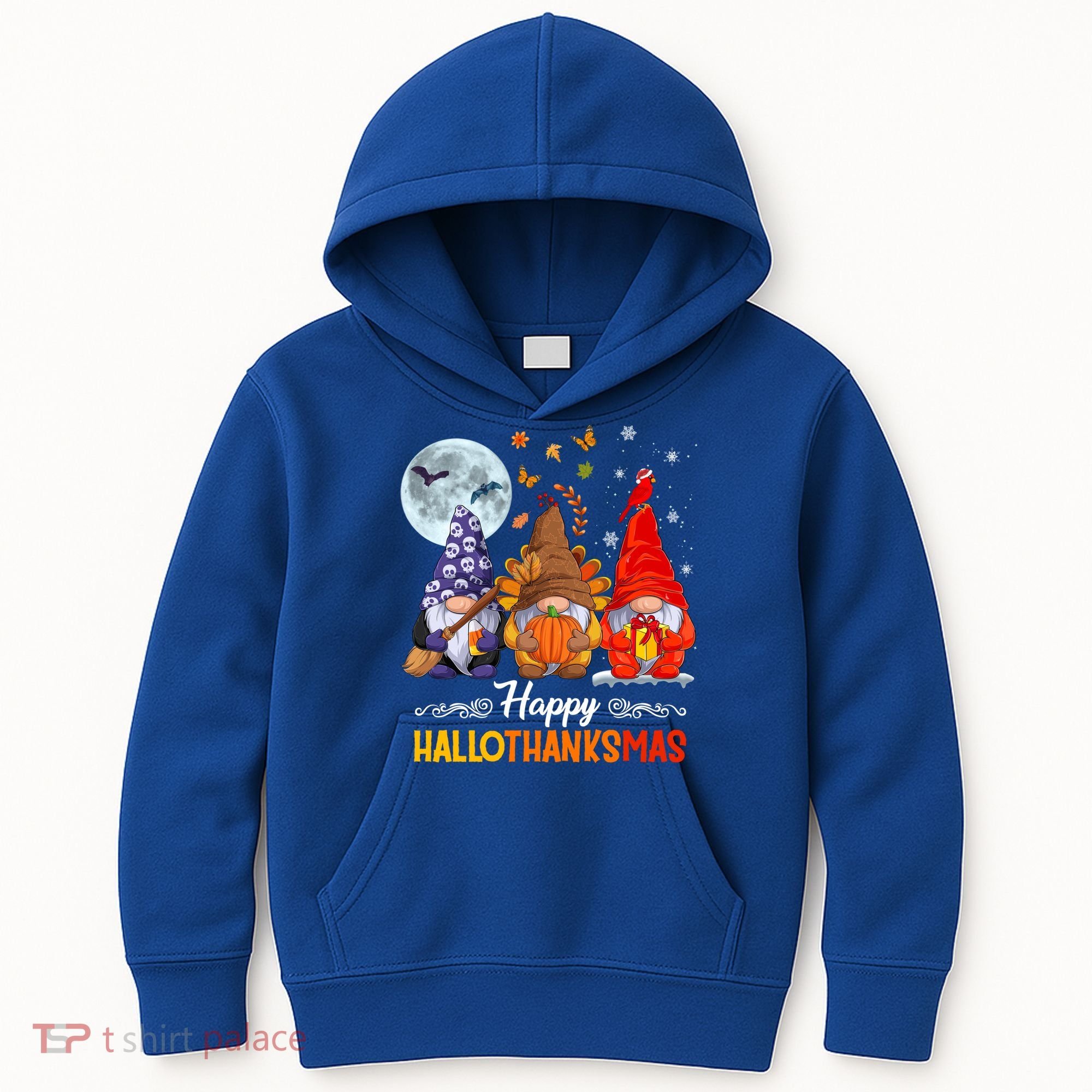 Halloween Thanksgiving Christmas Happy Hallothanksmas Gnomes Funny Gift Kids Hoodie