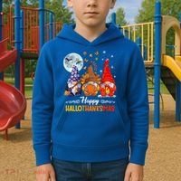 Halloween Thanksgiving Christmas Happy Hallothanksmas Gnomes Funny Gift Kids Hoodie thumb 2