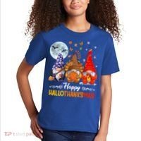 Halloween Thanksgiving Christmas Happy Hallothanksmas Gnomes Funny Gift Kids T-Shirt thumb 2