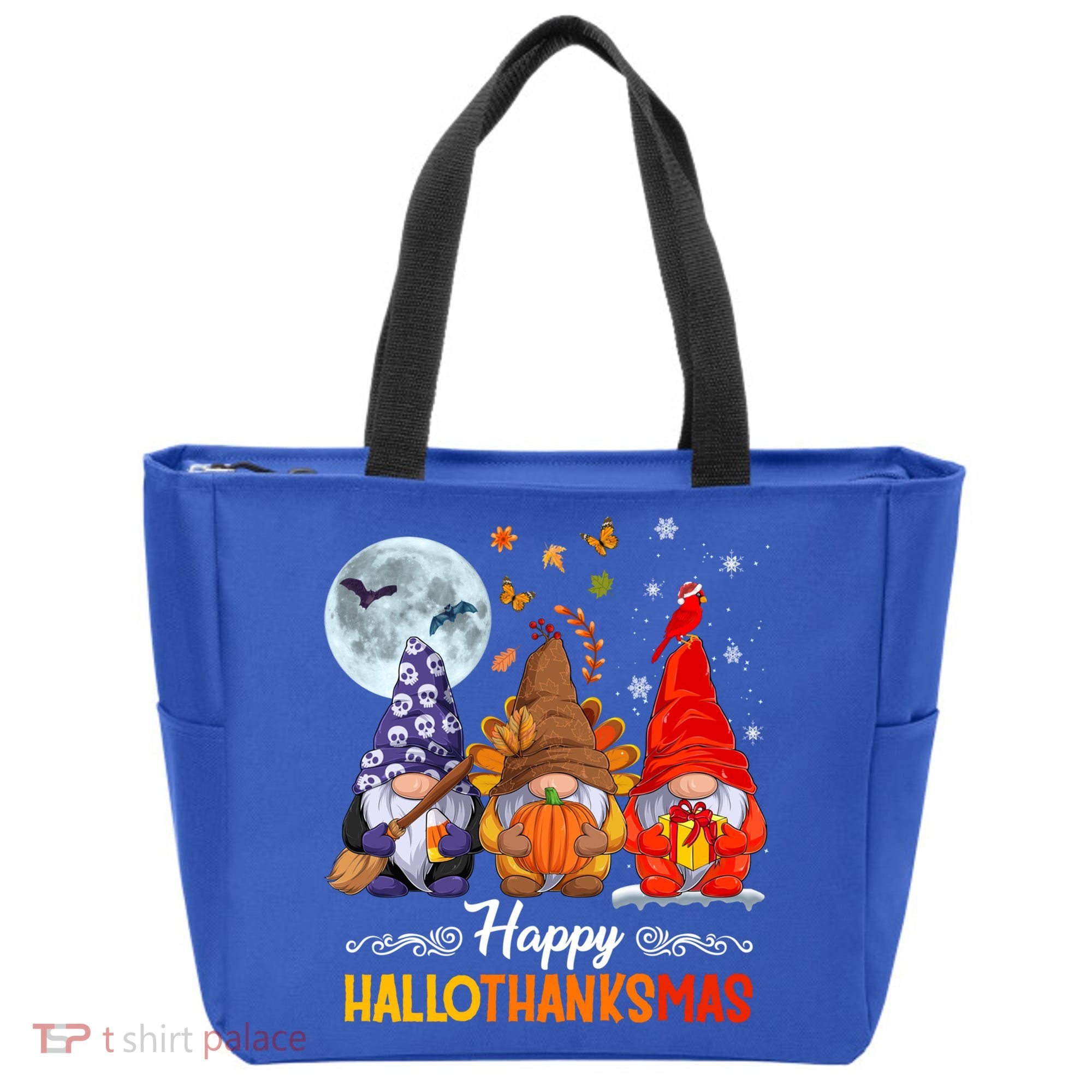 Halloween Thanksgiving Christmas Happy Hallothanksmas Gnomes Funny Gift Tote Bag