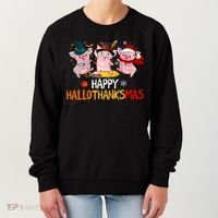 Halloween Thanksgiving Christmas Happy Hallothanksmas Pigs Women's Sweatshirt thumb 0