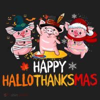 Halloween Thanksgiving Christmas Happy Hallothanksmas Pigs Women's Sweatshirt thumb 2