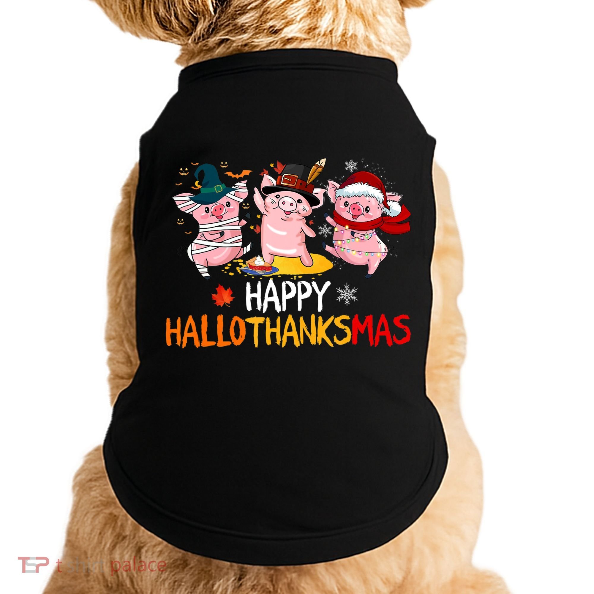 Halloween Thanksgiving Christmas Happy Hallothanksmas Pigs Doggie Tank