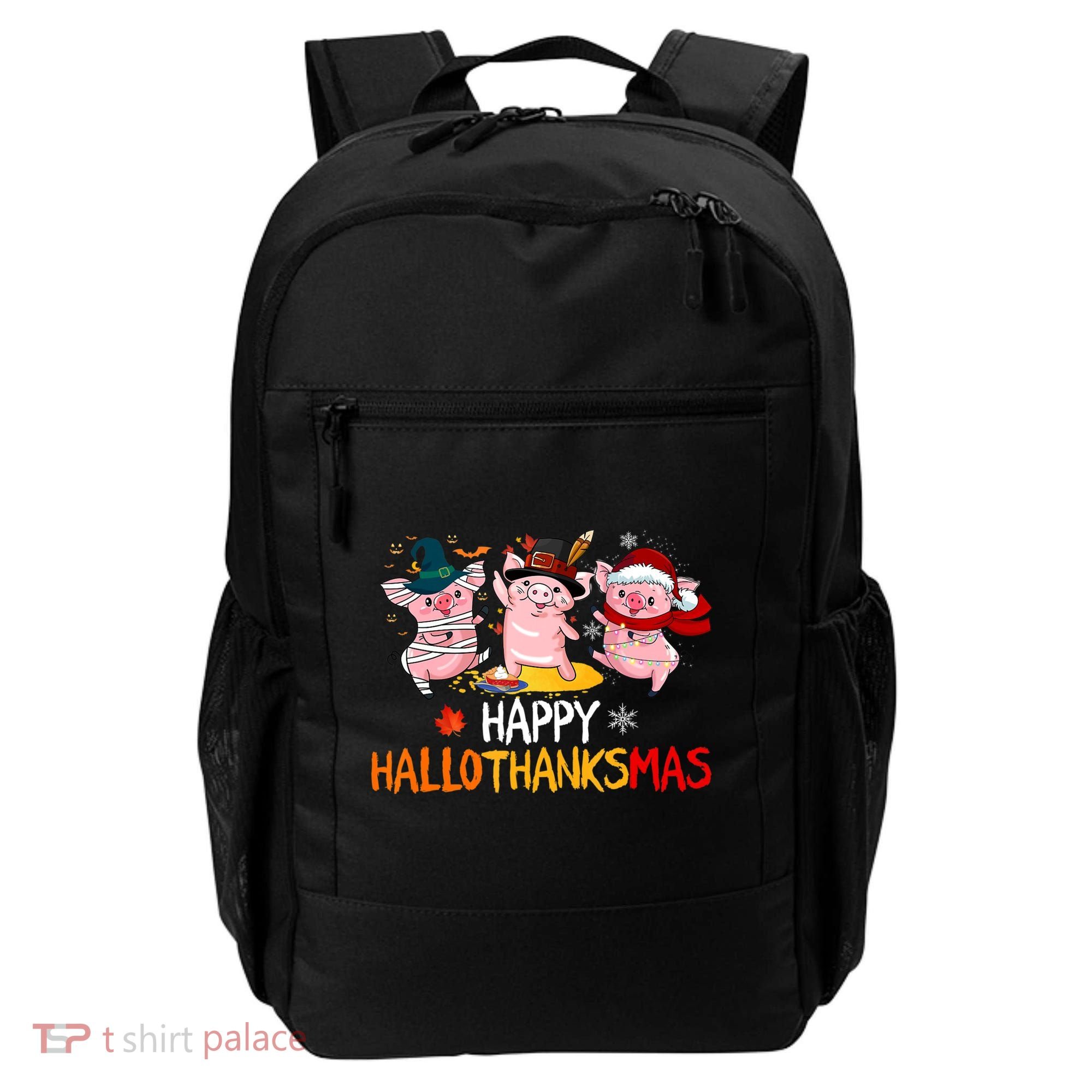 Halloween Thanksgiving Christmas Happy Hallothanksmas Pigs Backpack
