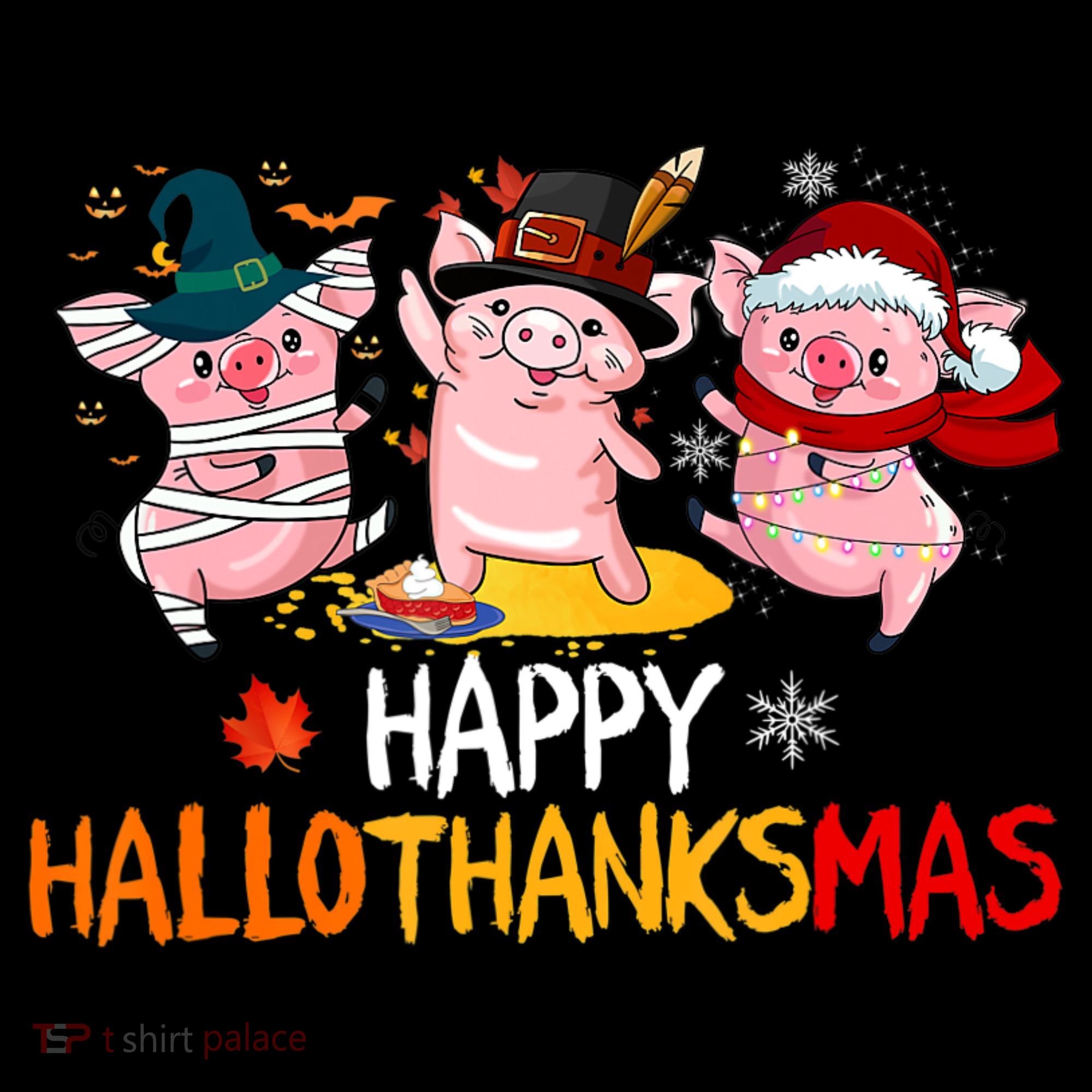 Halloween Thanksgiving Christmas Happy Hallothanksmas Pigs Women's Hoodie