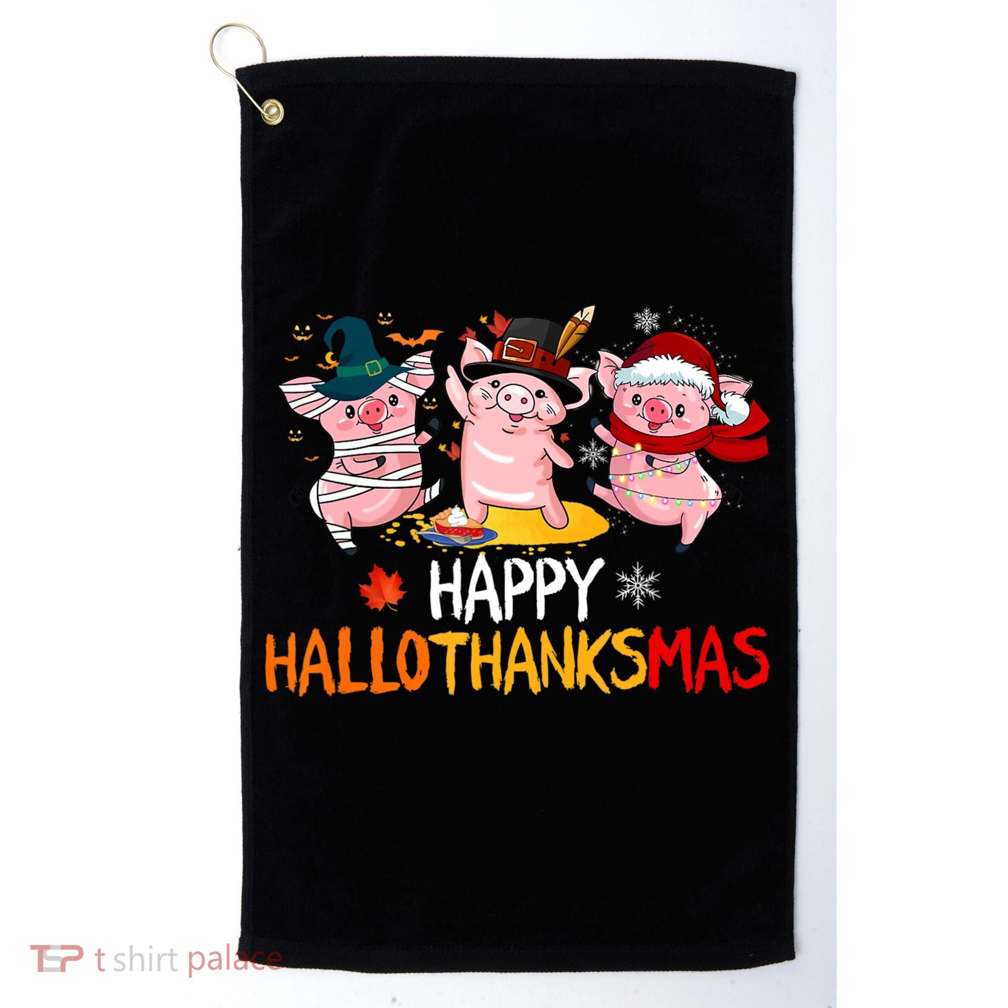Halloween Thanksgiving Christmas Happy Hallothanksmas Pigs Golf Towel