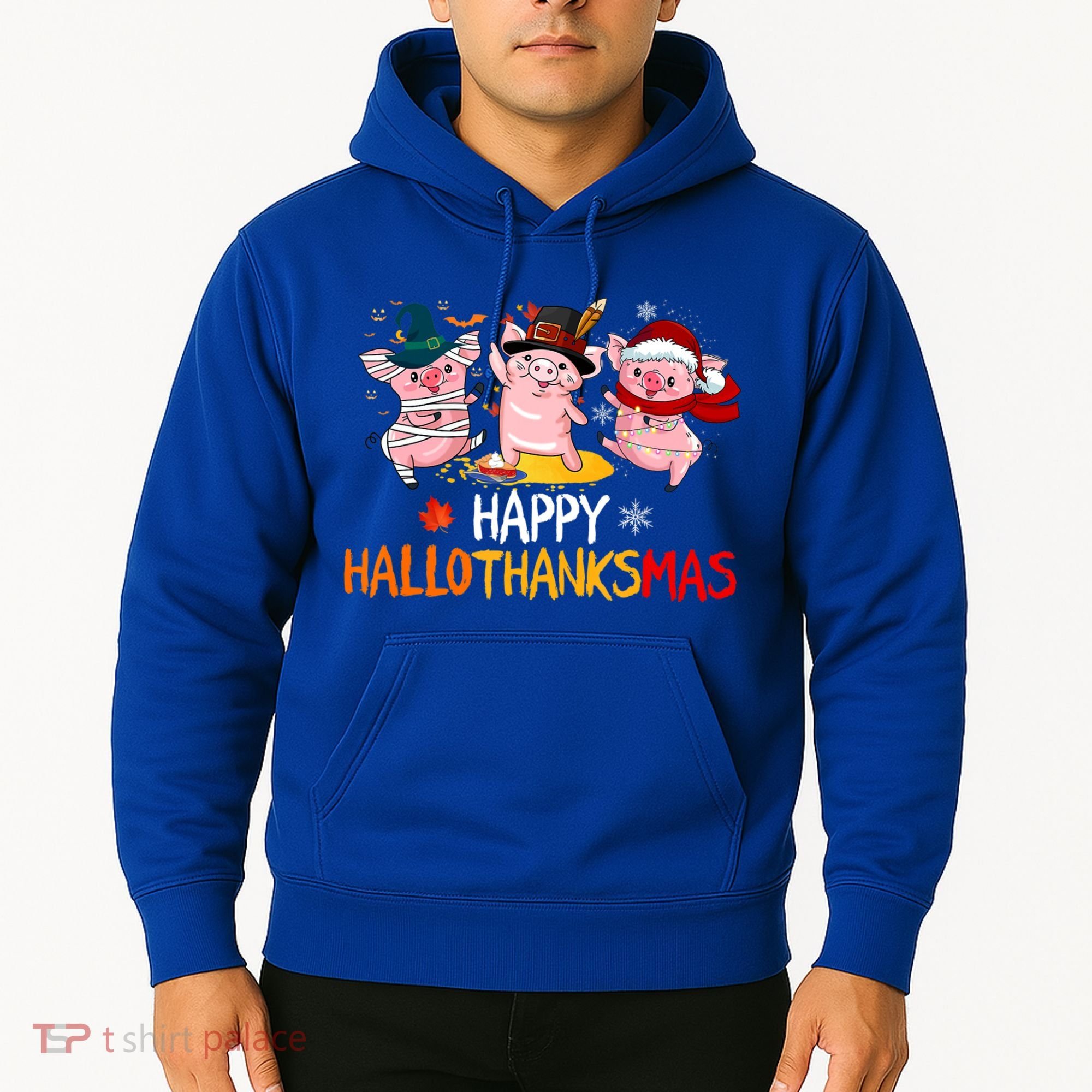 Halloween Thanksgiving Christmas Happy Hallothanksmas Pigs Hoodie