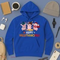 Halloween Thanksgiving Christmas Happy Hallothanksmas Pigs Hoodie thumb 3
