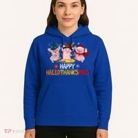 Halloween Thanksgiving Christmas Happy Hallothanksmas Pigs Hoodie thumb 5