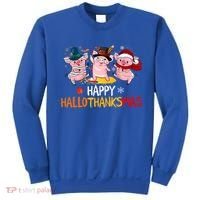 Halloween Thanksgiving Christmas Happy Hallothanksmas Pigs Sweatshirt thumb 0
