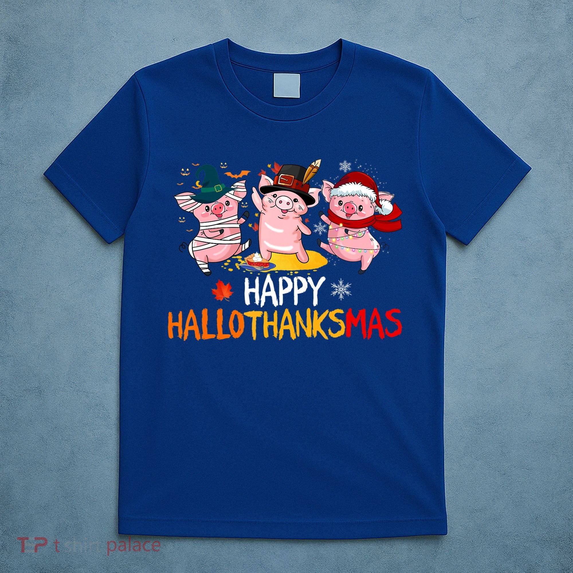 Halloween Thanksgiving Christmas Happy Hallothanksmas Pigs T-Shirt