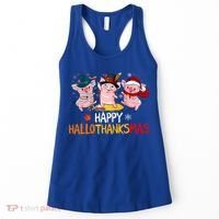 Halloween Thanksgiving Christmas Happy Hallothanksmas Pigs Women's Tank Top thumb 0