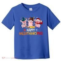 Halloween Thanksgiving Christmas Happy Hallothanksmas Pigs Toddler T-Shirt thumb 0