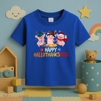 Halloween Thanksgiving Christmas Happy Hallothanksmas Pigs Toddler T-Shirt thumb 3