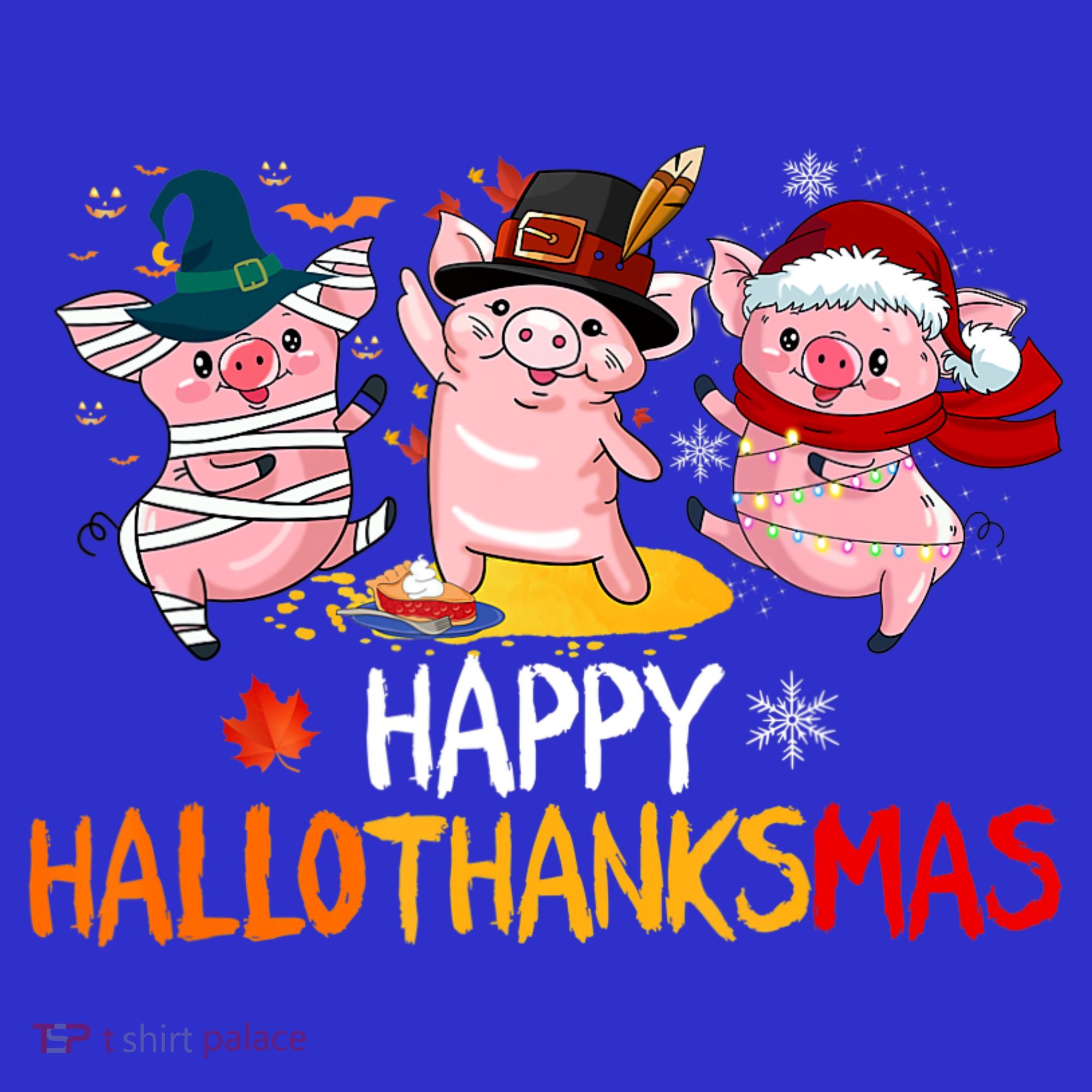 Halloween Thanksgiving Christmas Happy Hallothanksmas Pigs Kids Sweatshirt