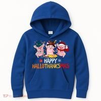 Halloween Thanksgiving Christmas Happy Hallothanksmas Pigs Kids Hoodie thumb 0
