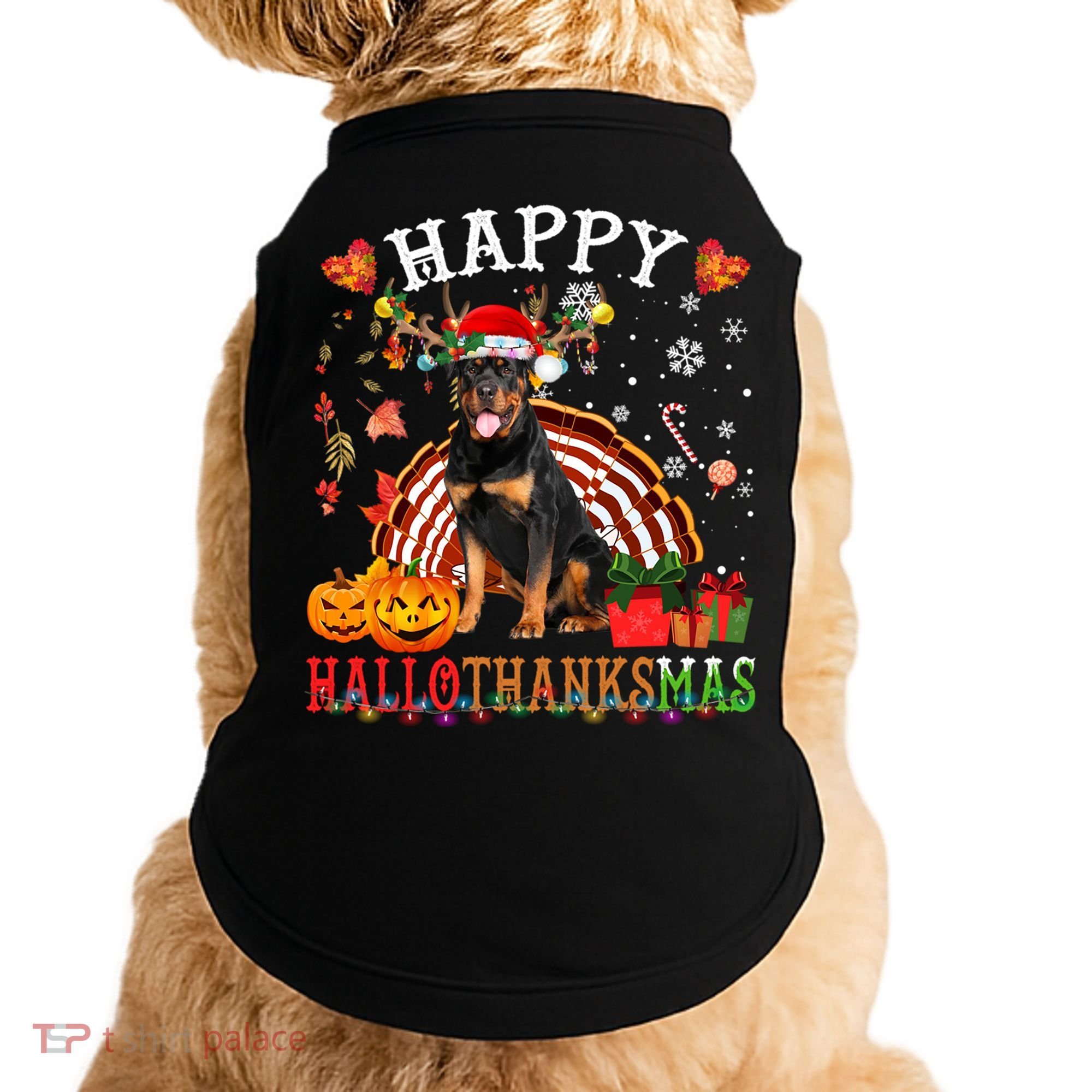 Halloween Thanksgiving Christmas Rottweiler Hallothanksmas Gift Doggie Tank