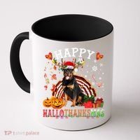 Halloween Thanksgiving Christmas Rottweiler Hallothanksmas Gift Coffee Mug thumb 0